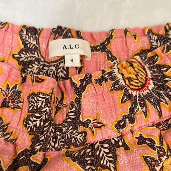 ALC 100% Linen Henry Print Colorful Floral Pants Block Print in Size 6 - Picture 7 of 16